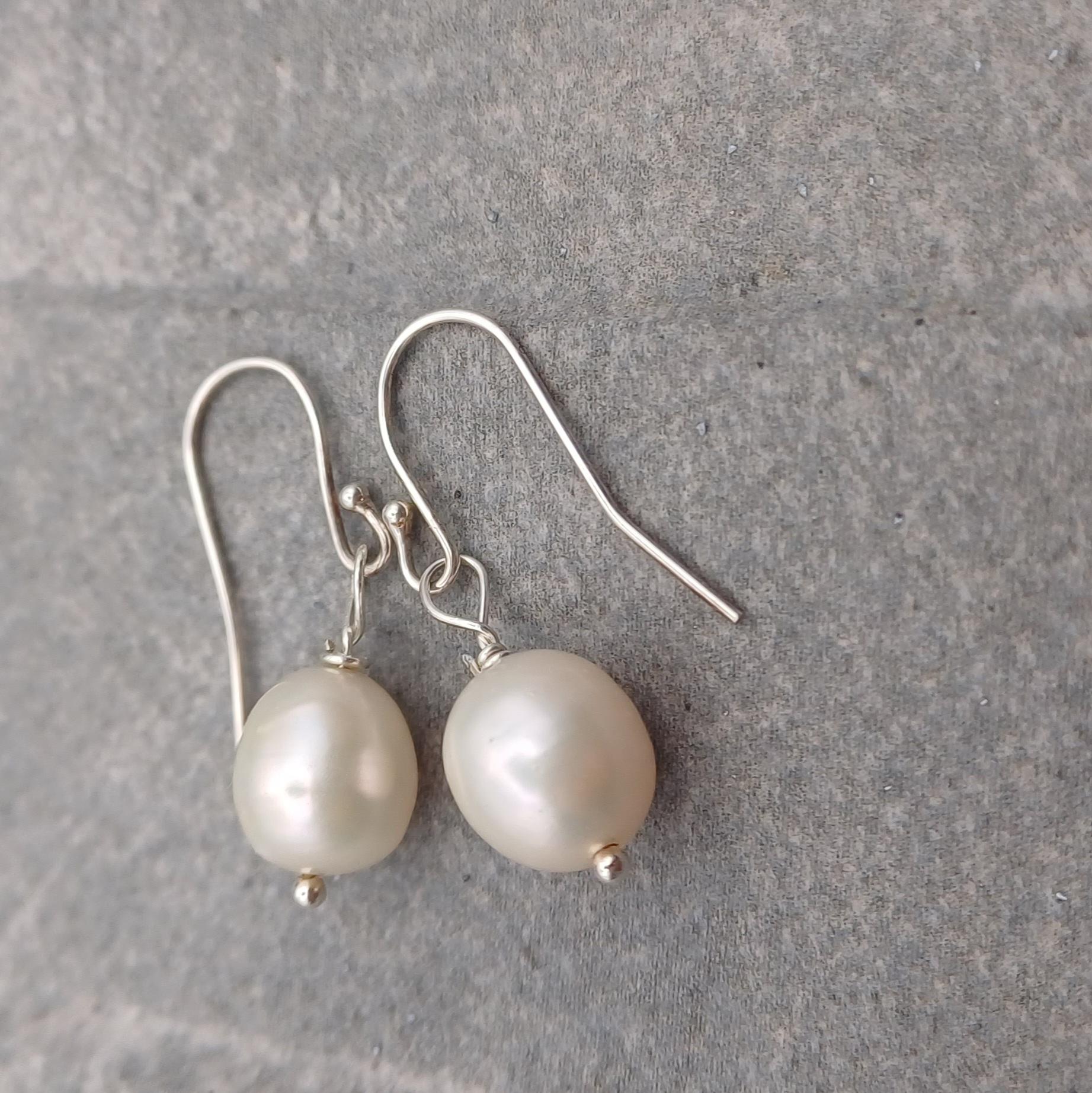EARRINGS - Sterling Silver Pearl Drop Earrings