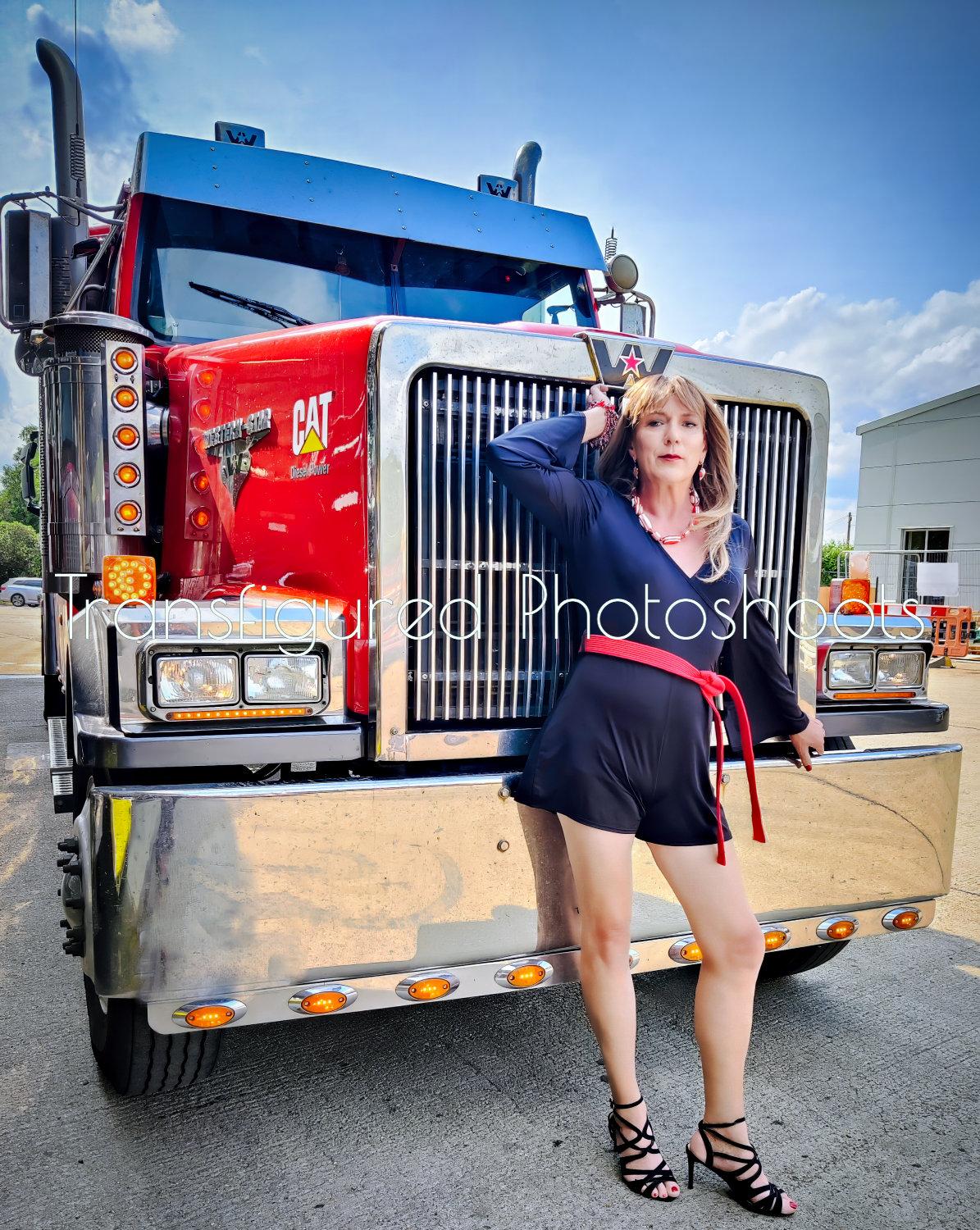 Bernadette with red truck