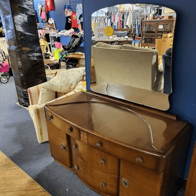 Large Vintage Dressing Table with Mirror