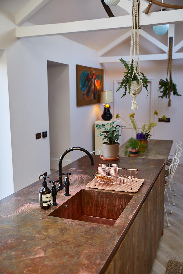 Kitchen with copper work surface