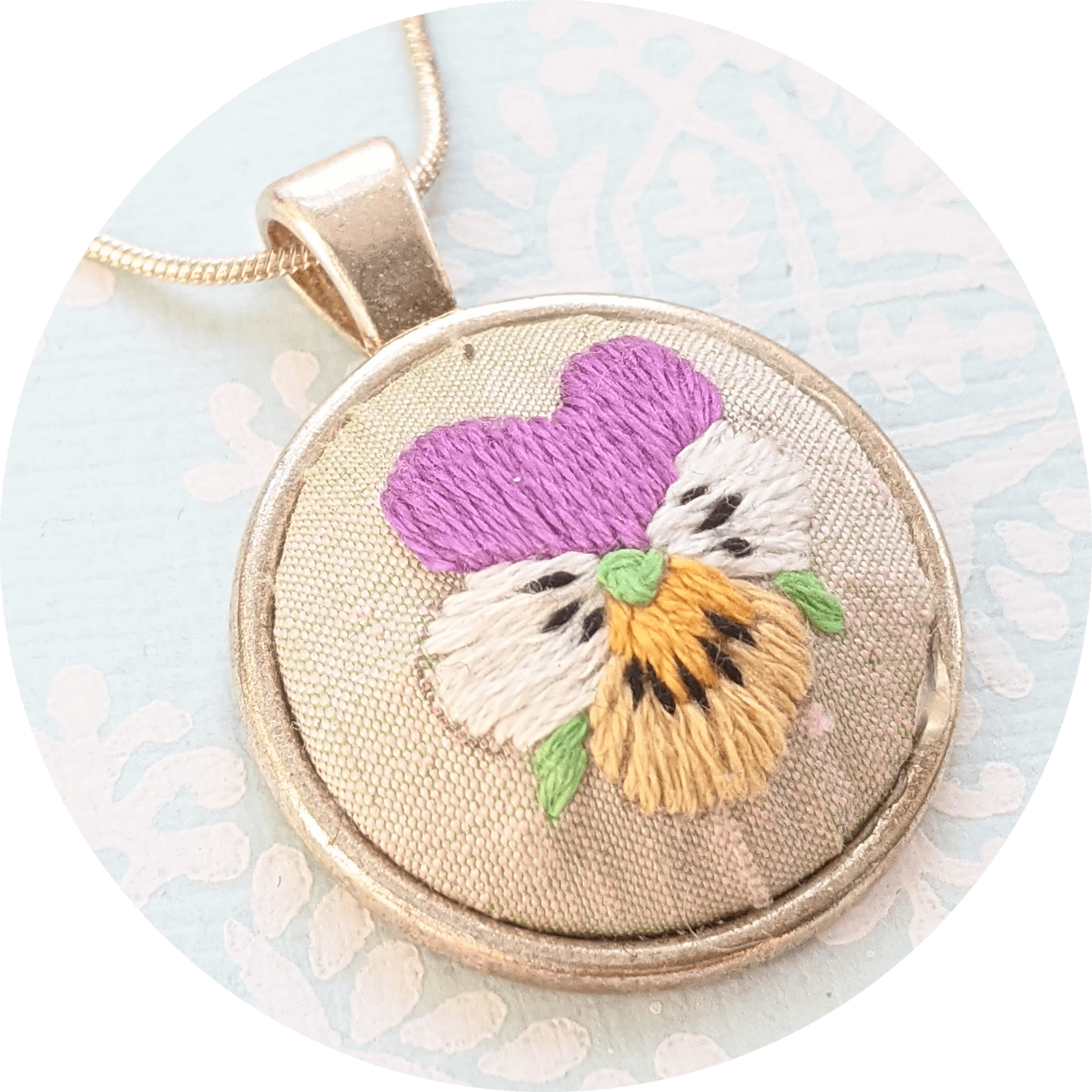 Viola Embroidered Necklace