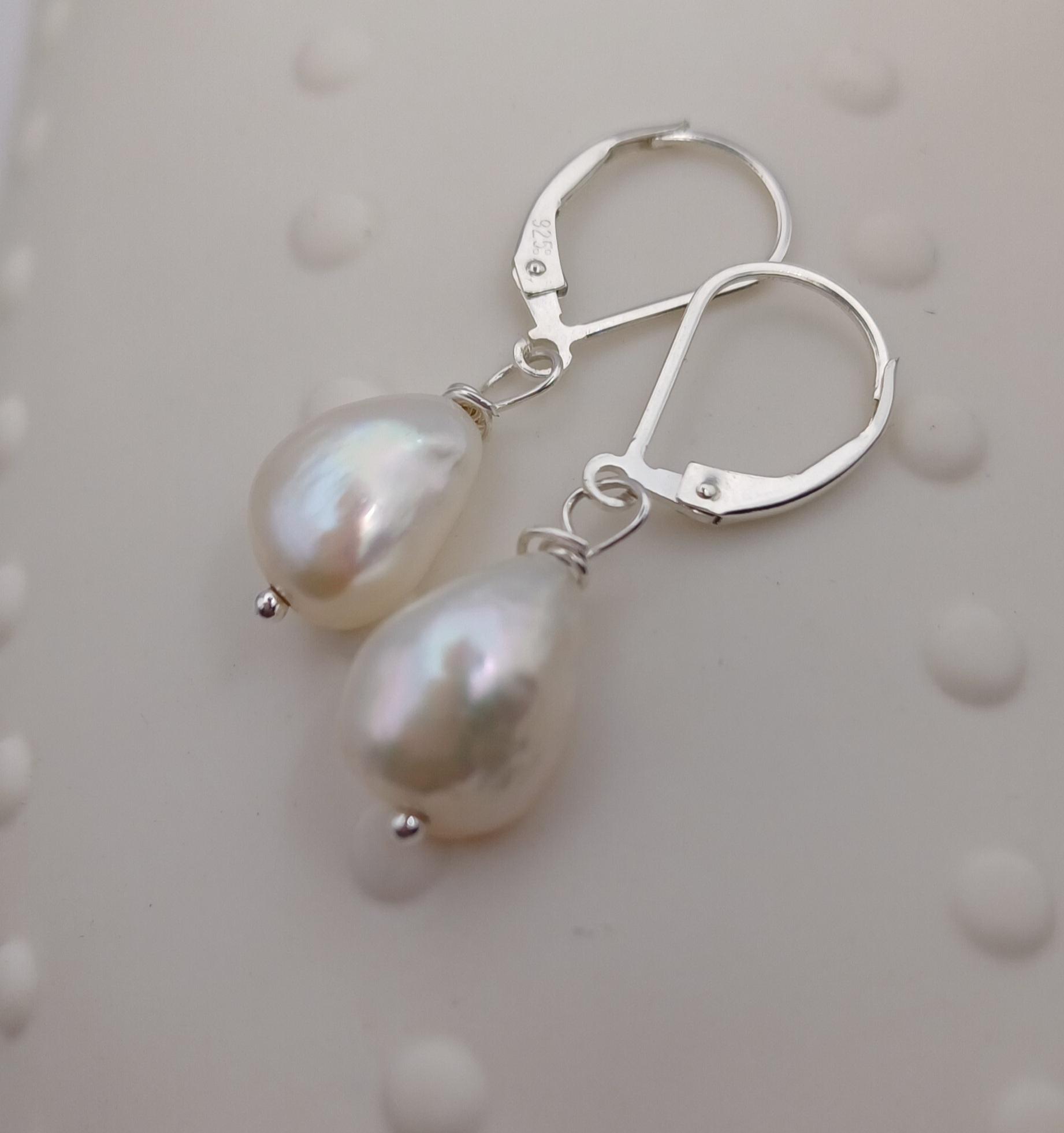 EARRINGS - Sterling Silver White Pearl Earrings