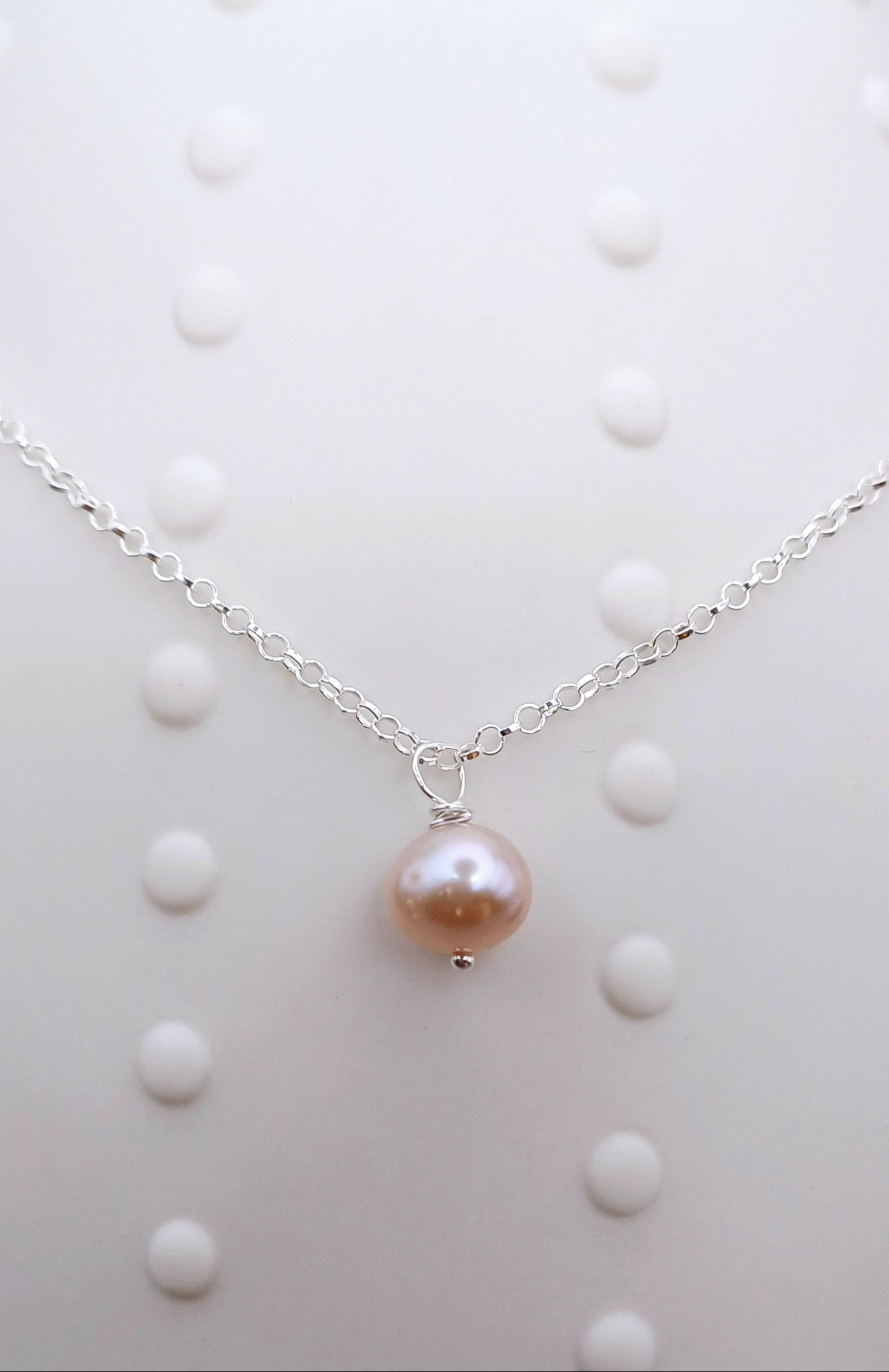 NECKLACES - Sterling Silver Pink Pearl Necklace