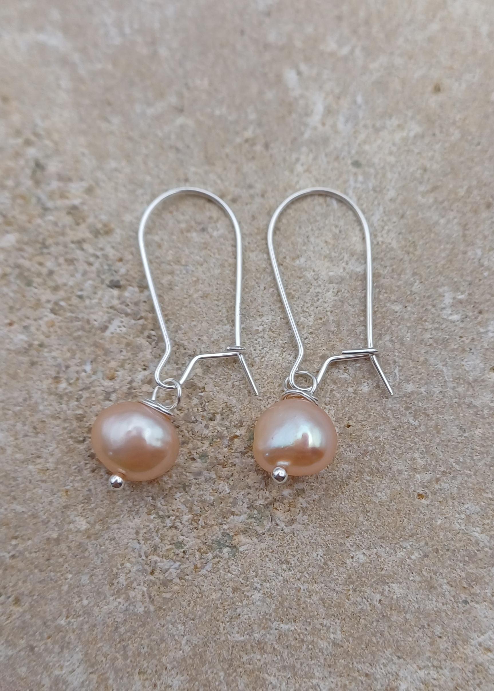EARRINGS - Sterling Silver Pink Pearl Drop Earrings