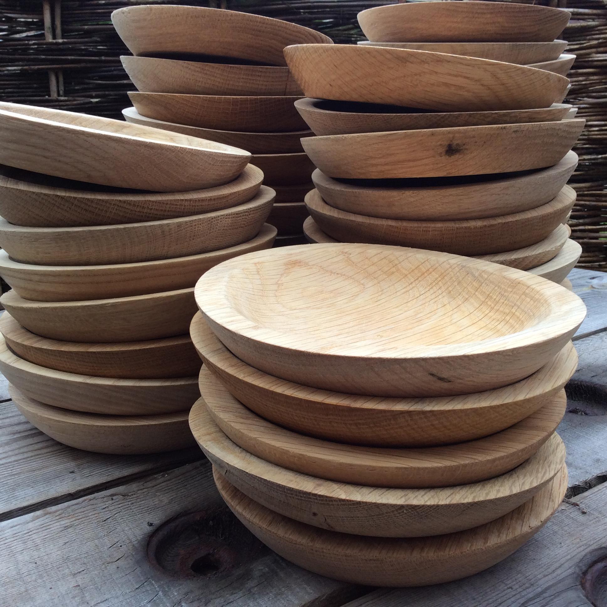 Stack of wooden plates