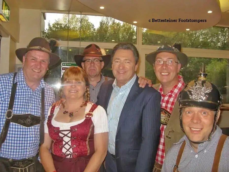 Alan Titchmarsh with the Bettesteiner Footstompers at the TV studios.