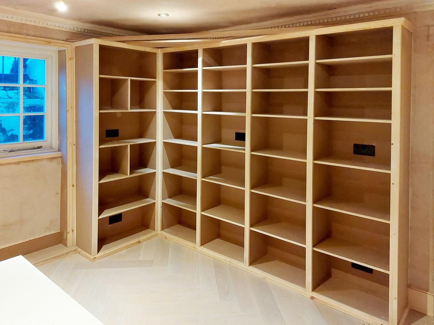 MDF and timber book shelves