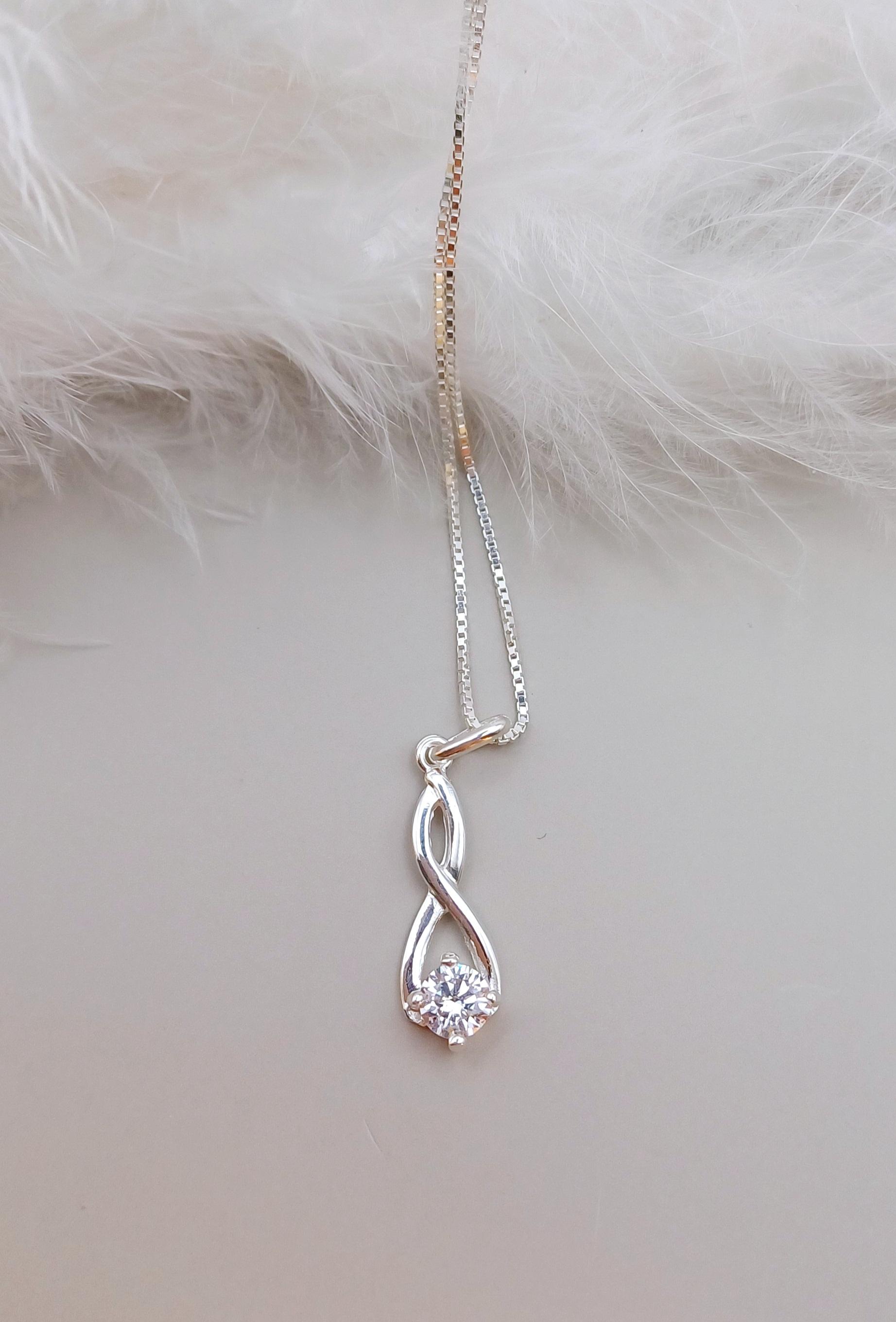 NECKLACES - Sterling Silver Pendant with Cubic Zirconia