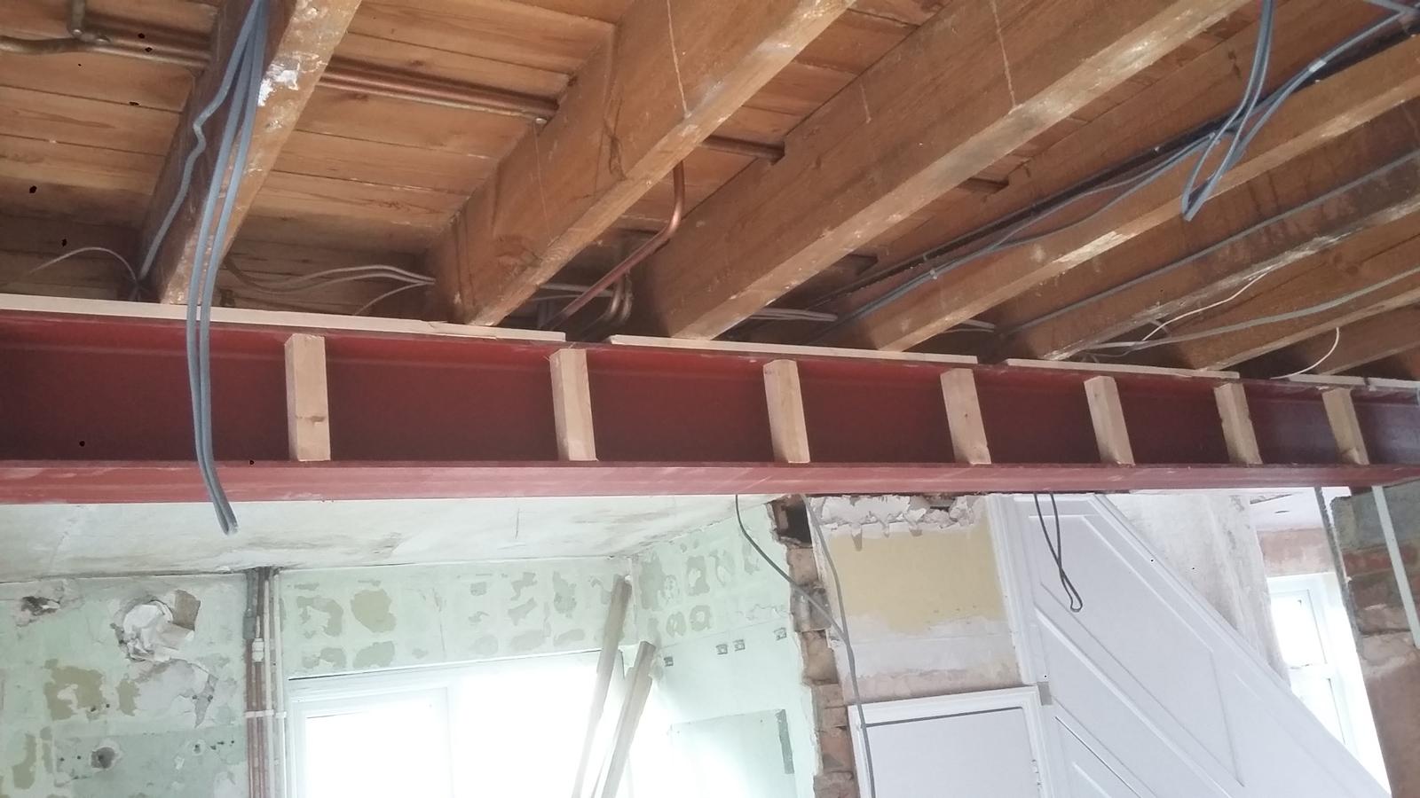 Steel support and exposed joists