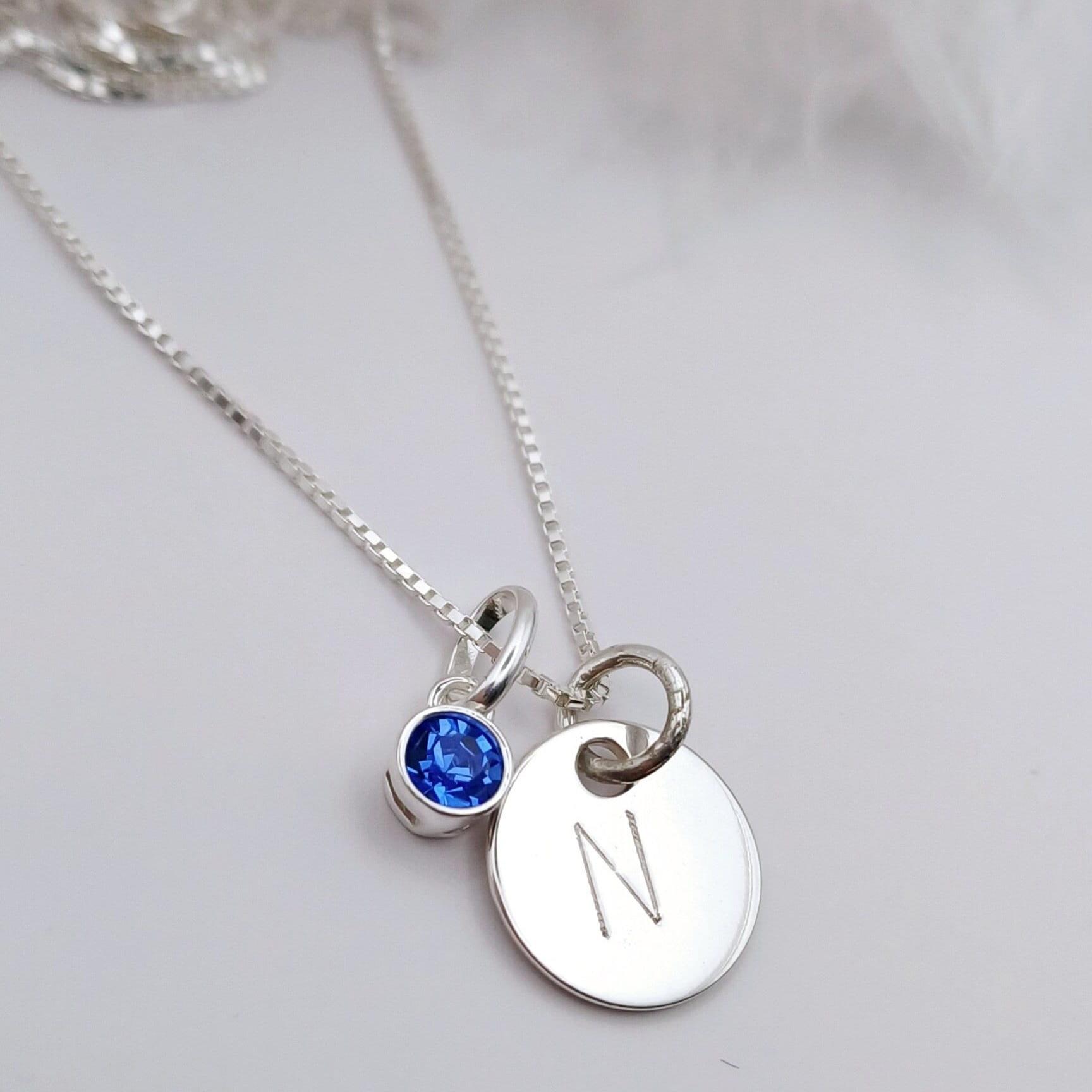 NECKLACES - Silver Initial Birthstone Necklace