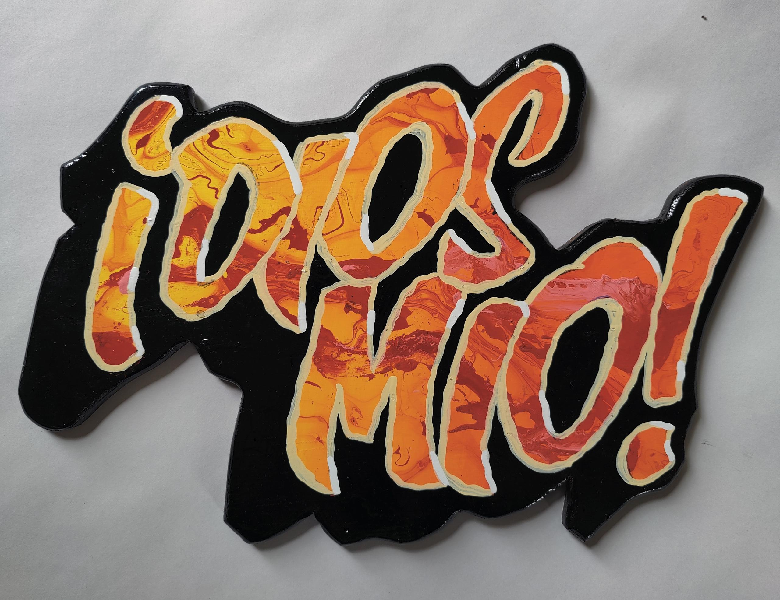 'DIOS MIO!' cutout swirl-dipped panel