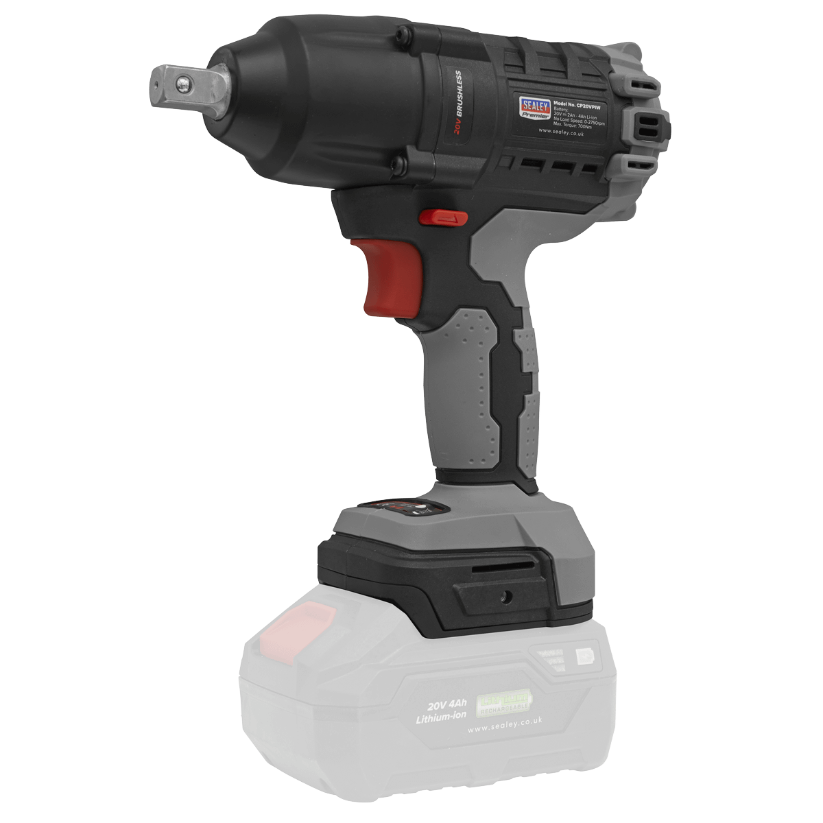 Sealey Brushless Impact Wrench 20V SV20 Series 1/2"Sq Drive