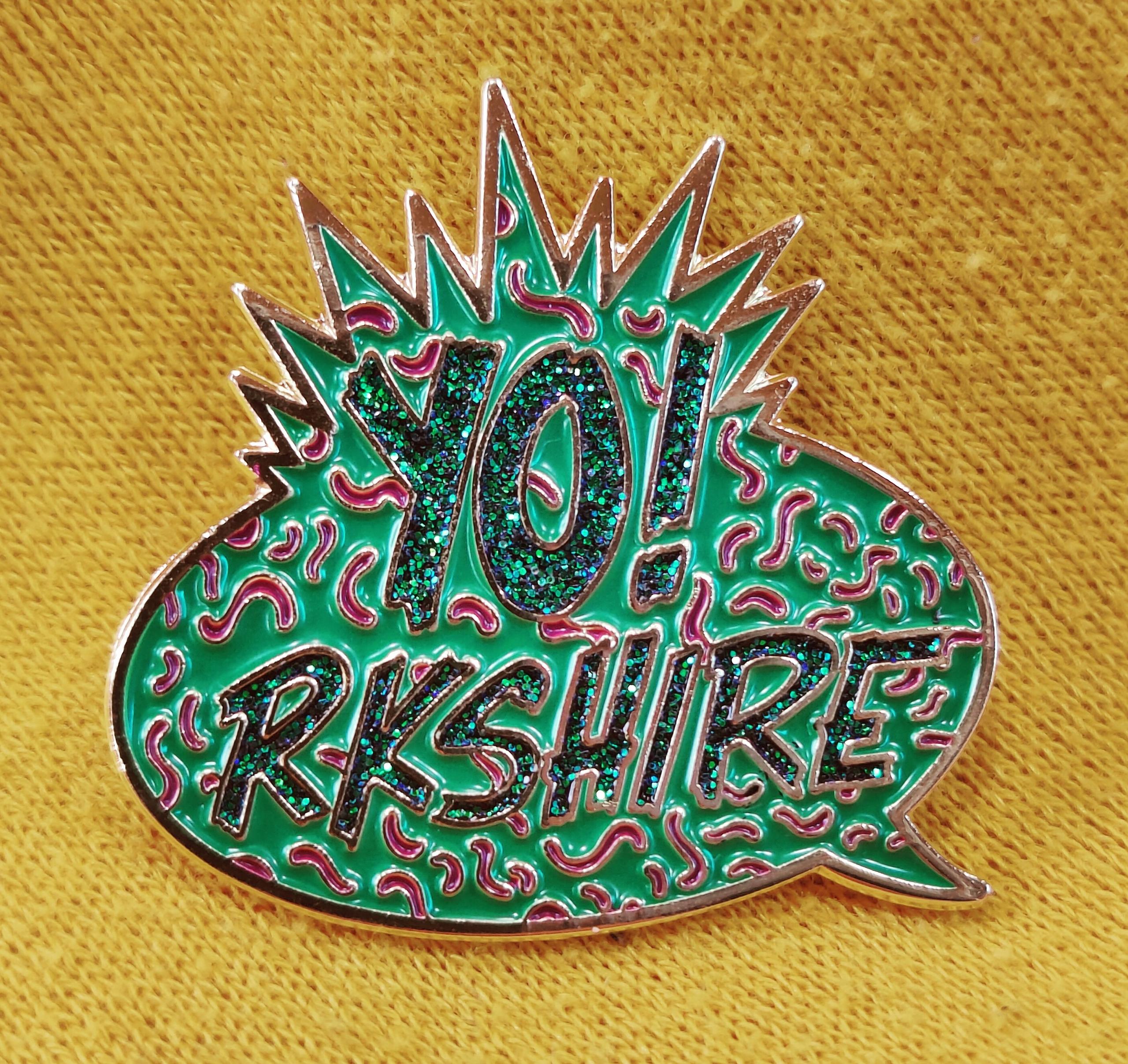 YO!rkshire enamel pin badge with laser glitter- FREE POSTAGE & STICKER