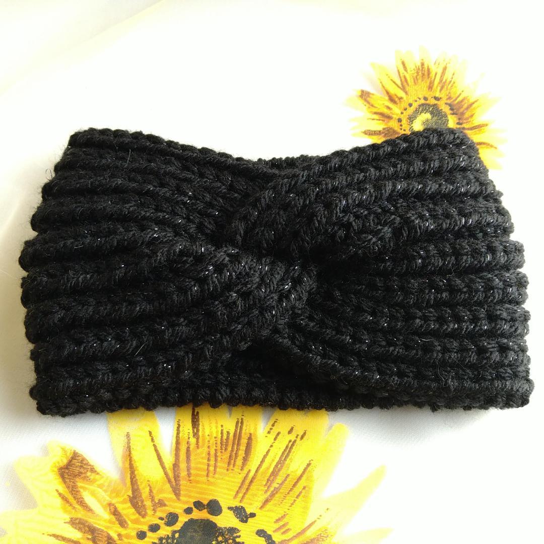 Black and Silver thread Knitted headband