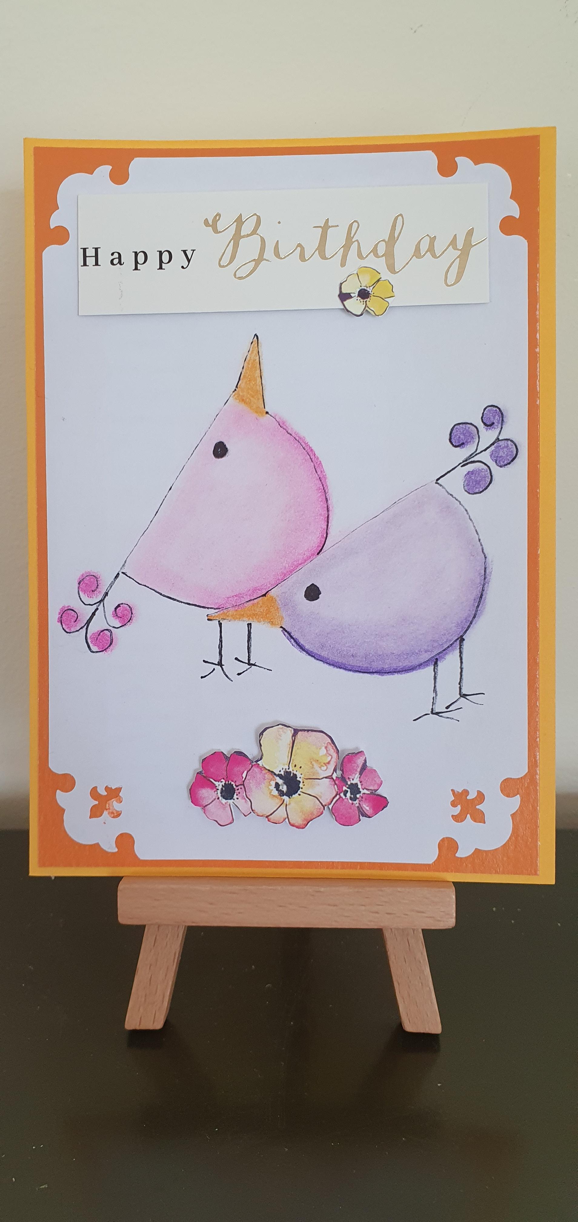 Pastel Bird Birthday Card 4 pack