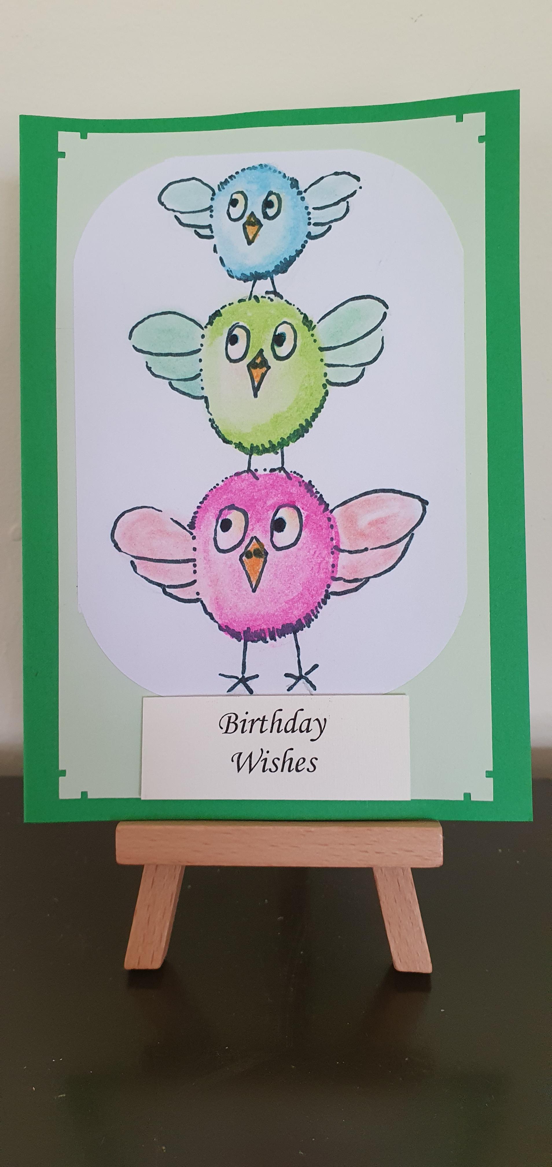 Crazy Bird Birthday Card 4 pack