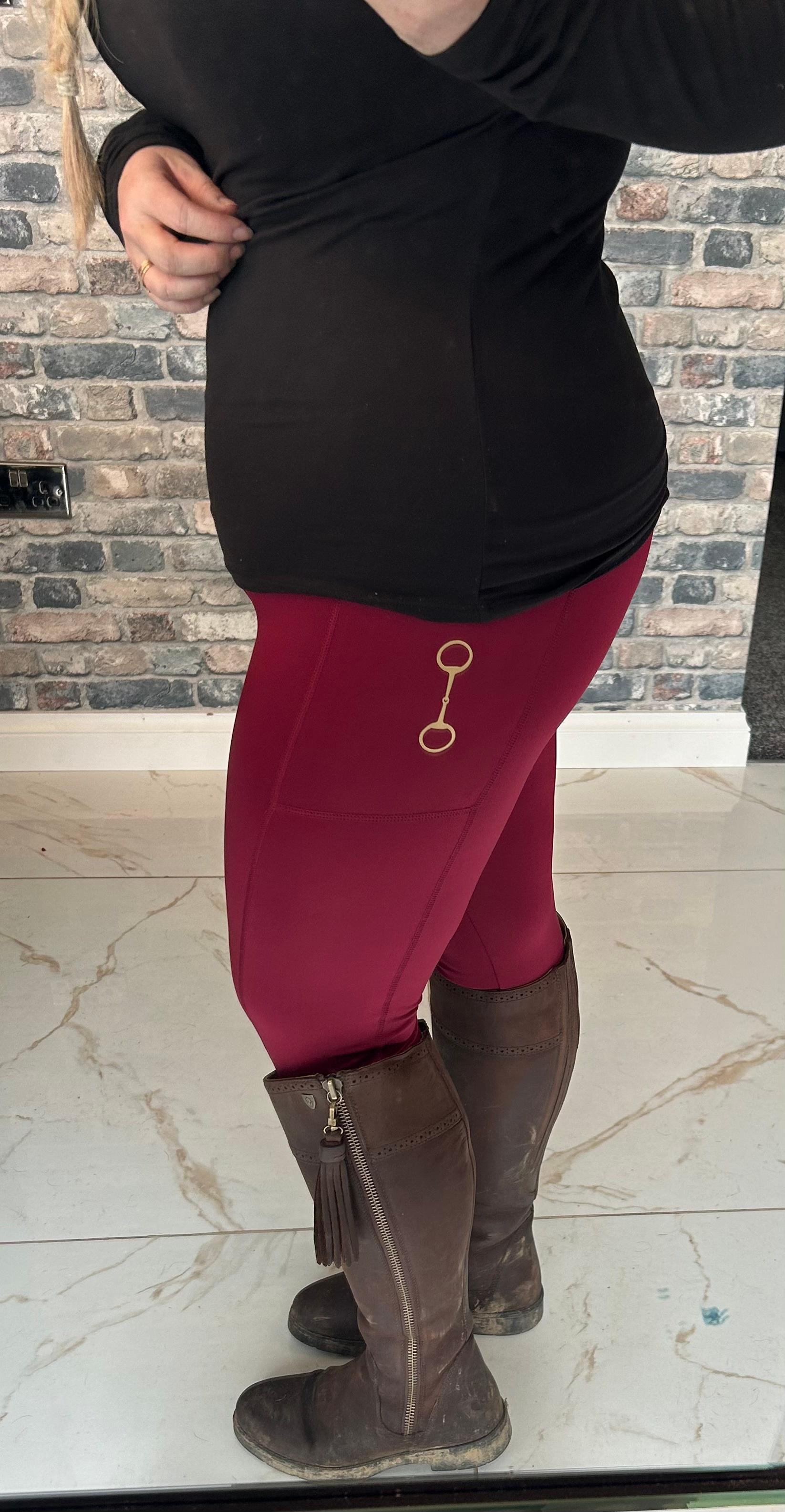 EquiStyleGB The Snaffle Non Grip Leggings. WINE