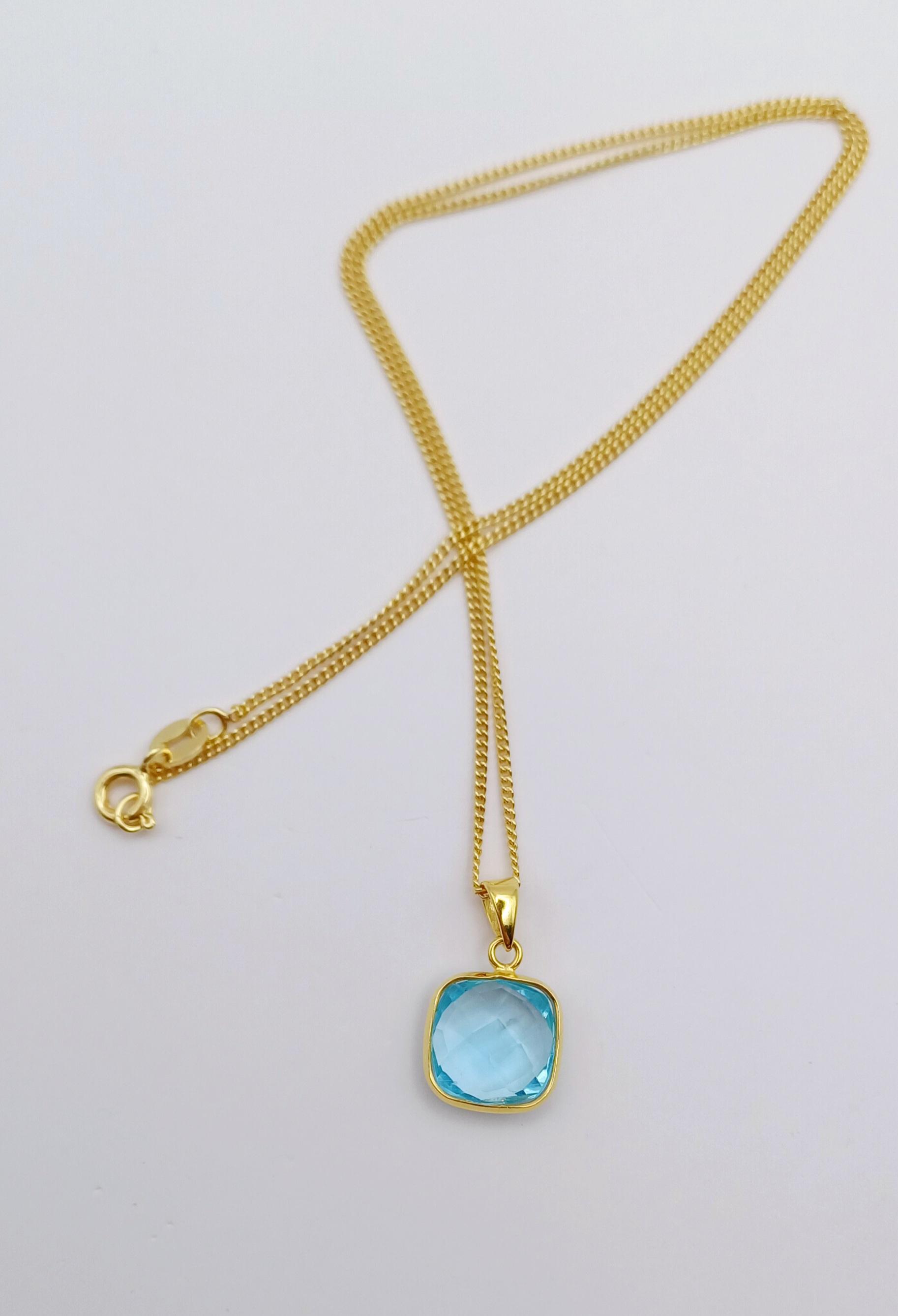 NECKLACES - Aquamarine 9ct Gold Vermeil Necklace