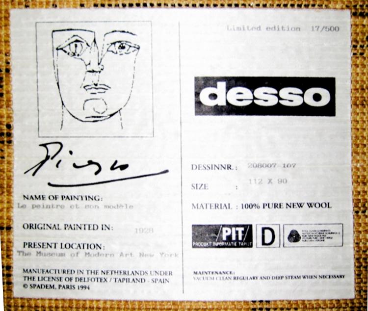 Pablo Picasso -  Le Peintre et son Modele (tapestry)