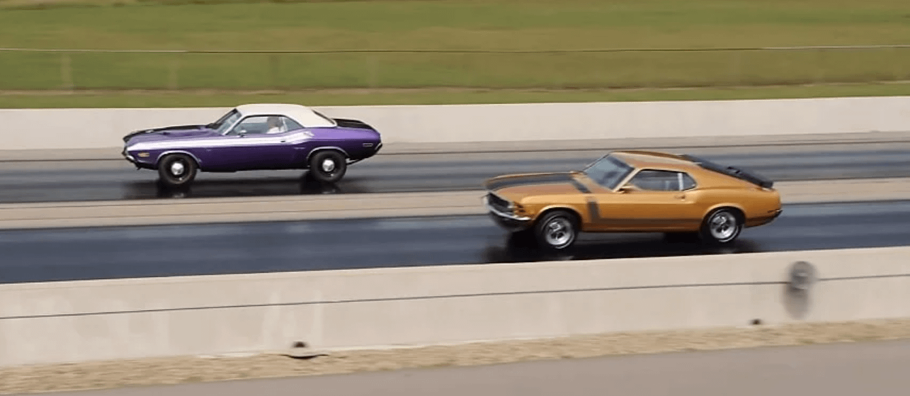 Low-and-Slow: 1970 Boss 302 Drags 1971 Challenger R/T; It's a Walk in the Park, Not a Race