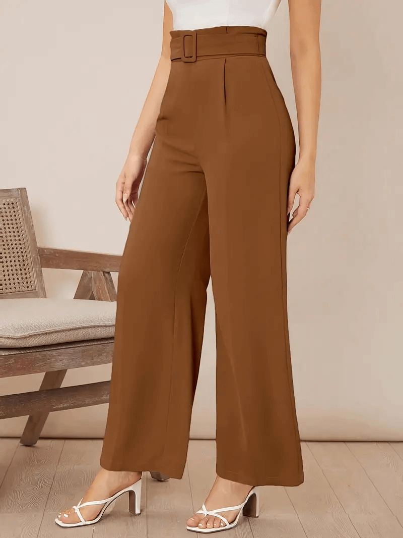 Brown High Waist Belted Trousers 160Gh¢