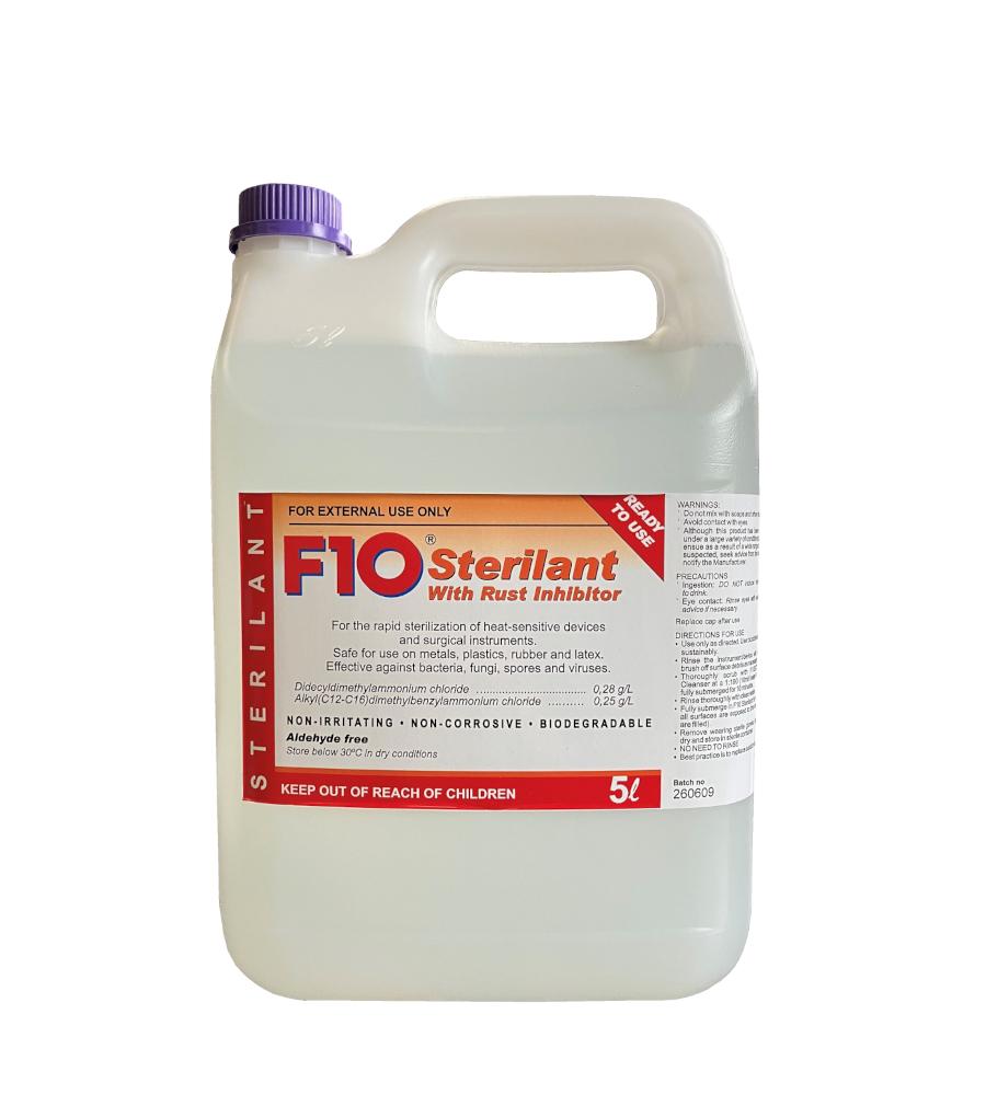 Bottle of F10 Cold Sterilant with Rust Inhibitor