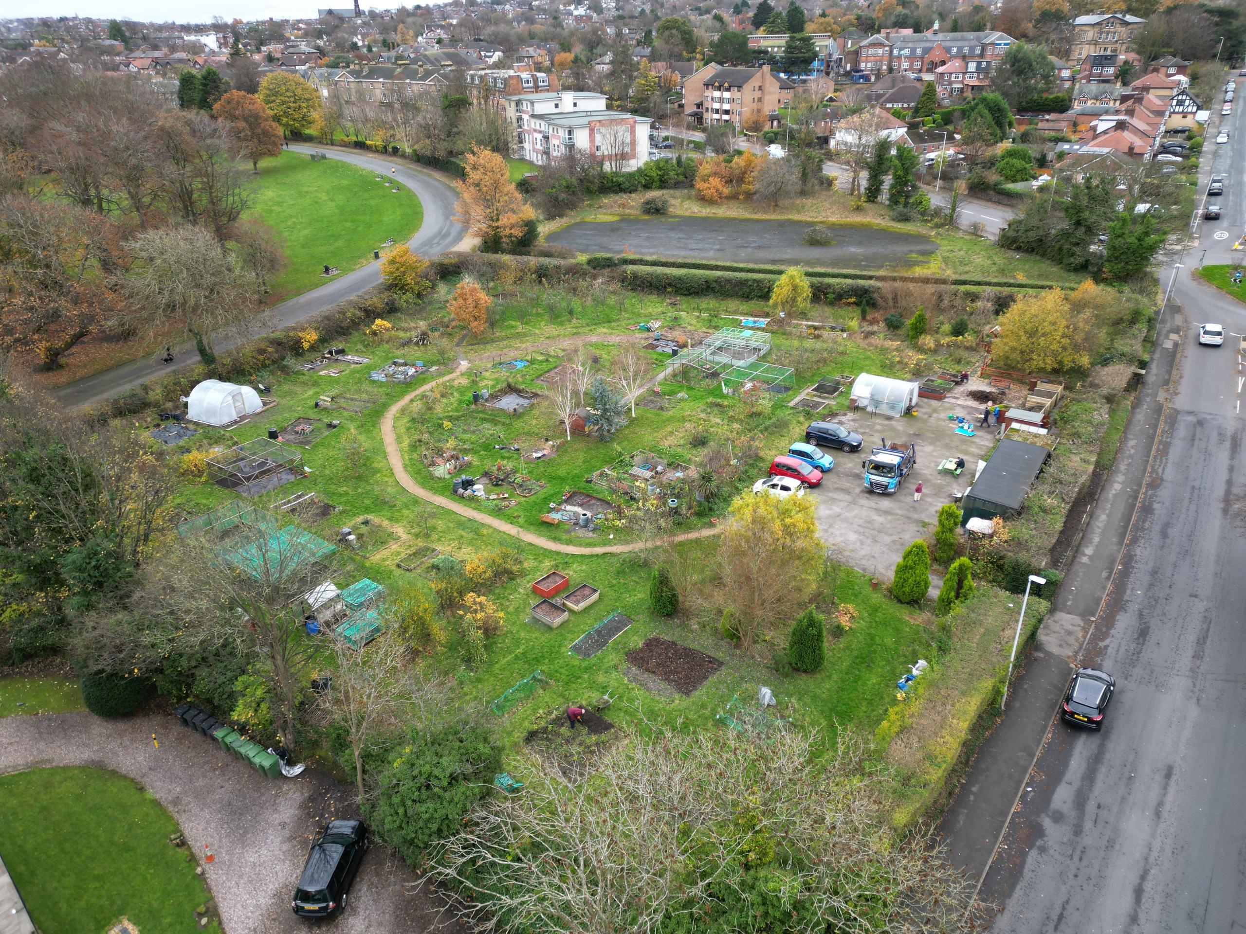 Aerial pictures of Edward Kemp Community Garden & Growing Area