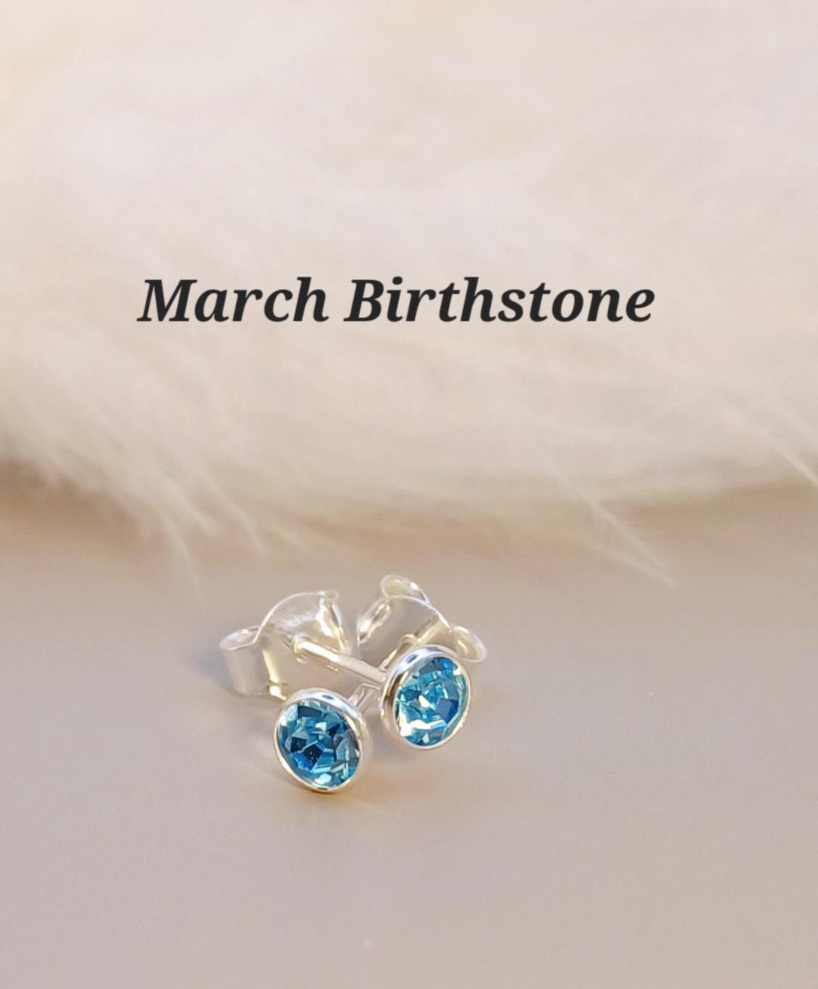 EARRINGS - Sterling Silver Tiny Birthstone Stud Earrings