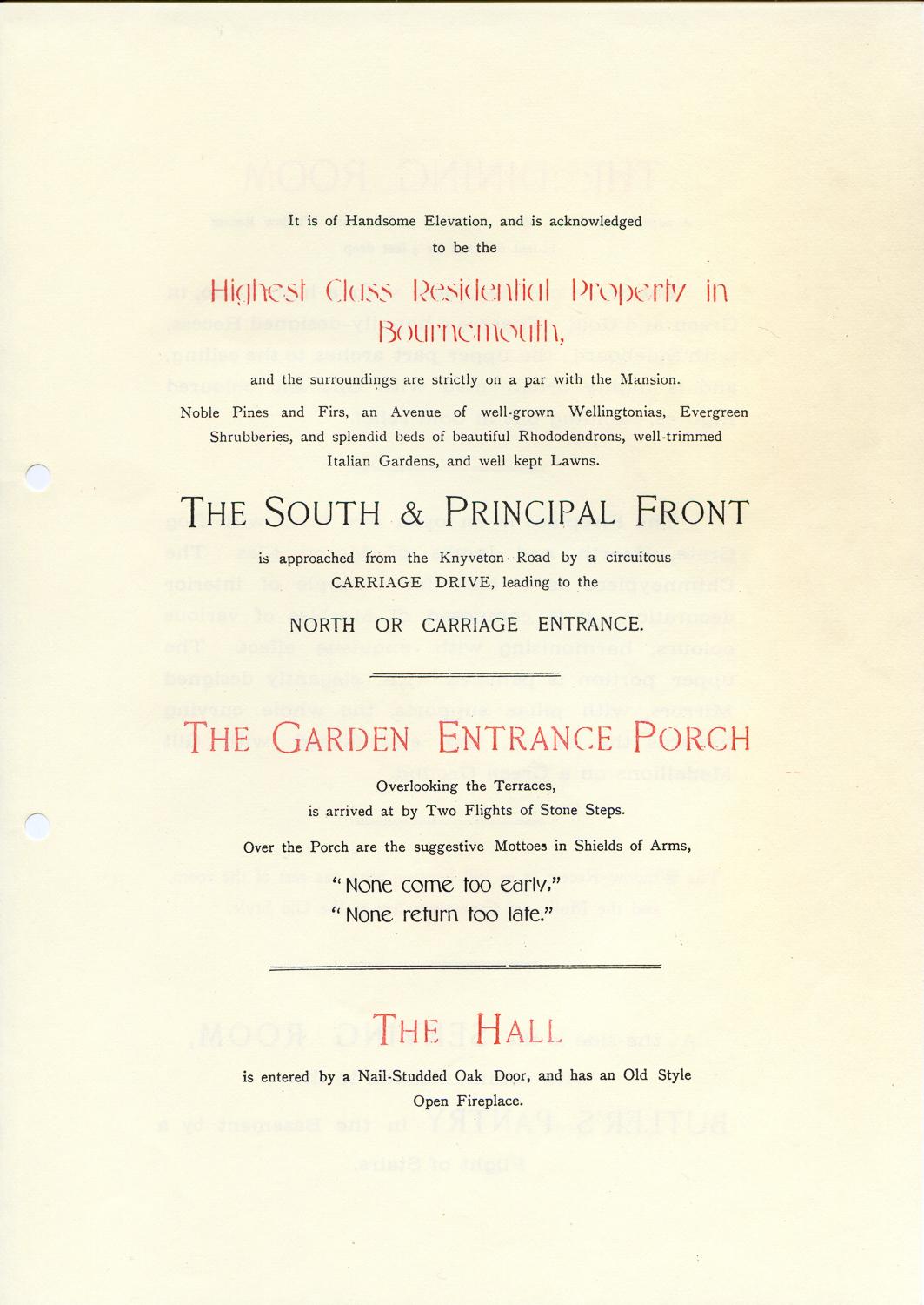 The Knole, Bournemouth - Historic sales catalogue