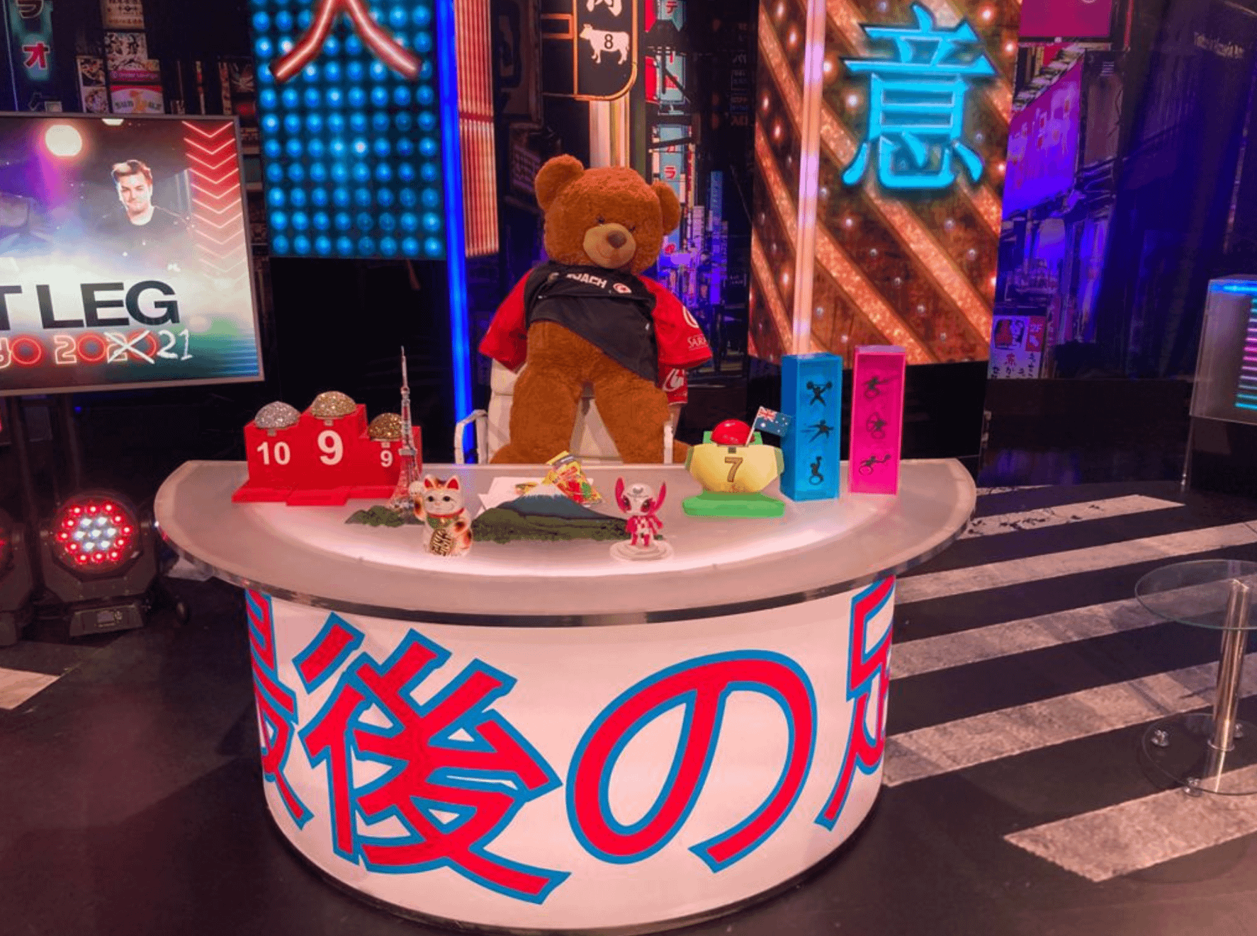 JR Bear on the set of “The Last Leg of Tokyo” on Ch4 by Hatrick Productions