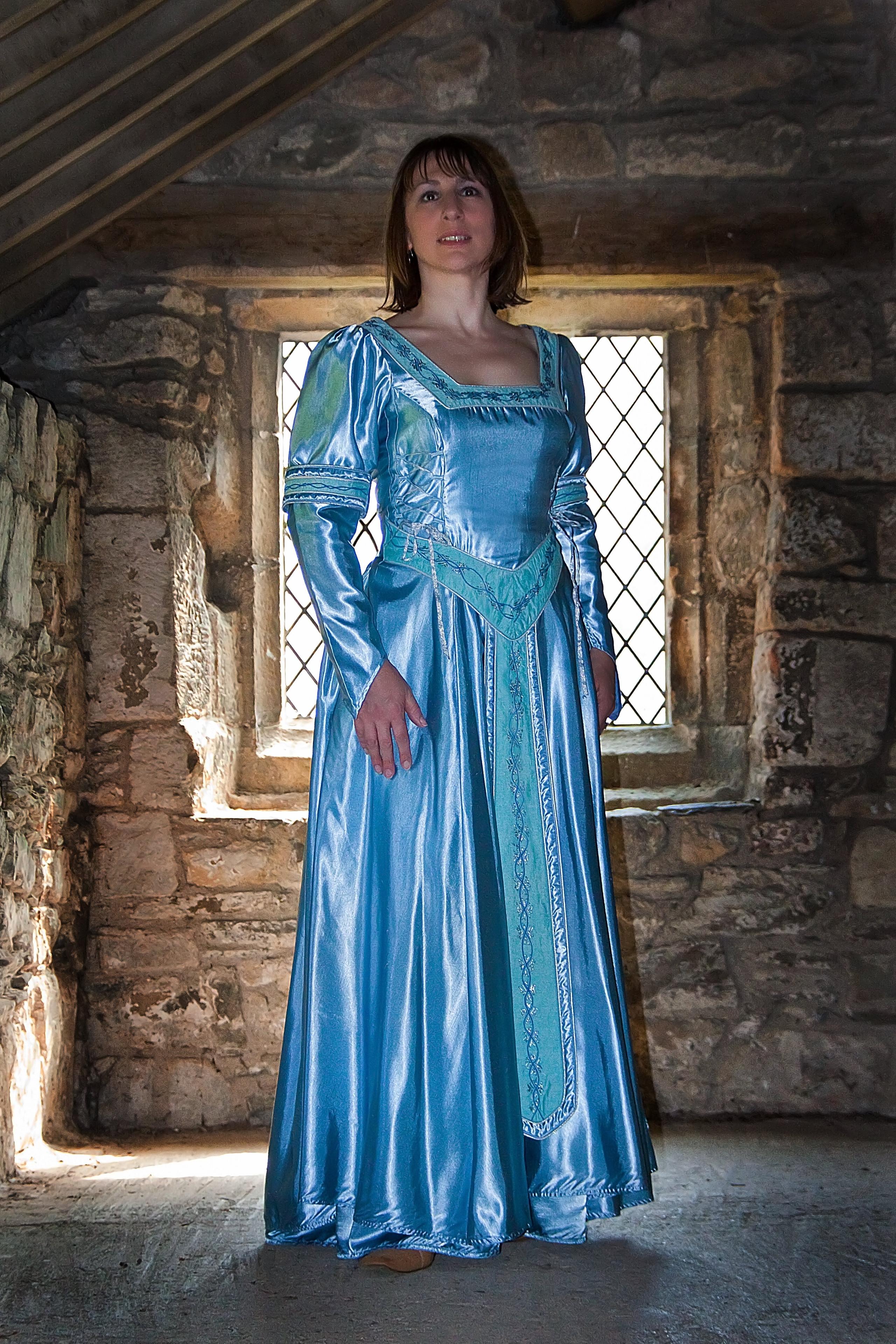 Duck egg blue medieval gown