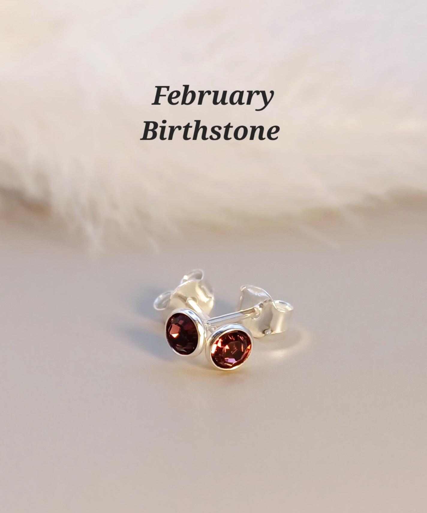 EARRINGS - Sterling Silver Tiny Birthstone Stud Earrings