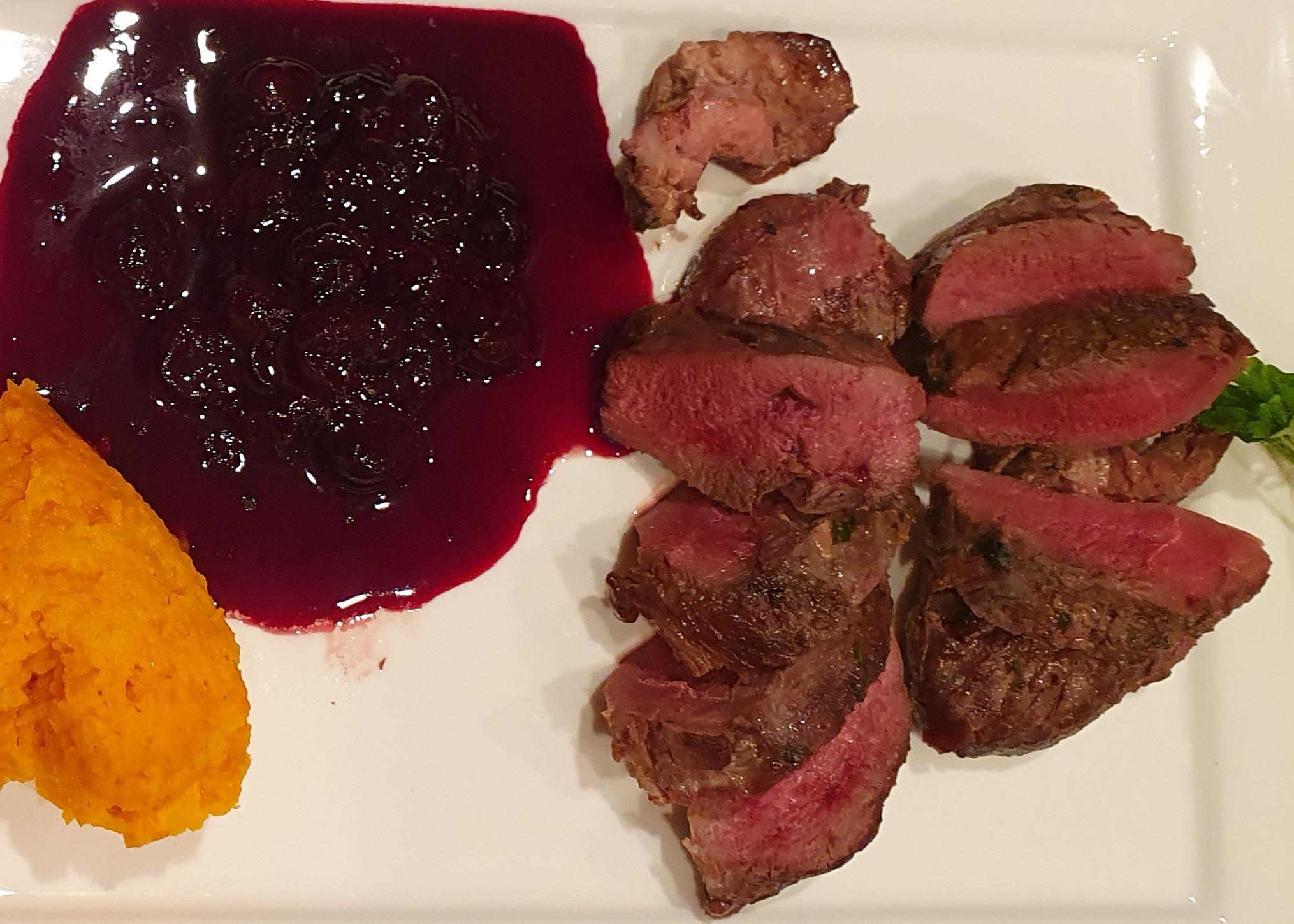 Cherry Sauce with Pan Fried Duck breast