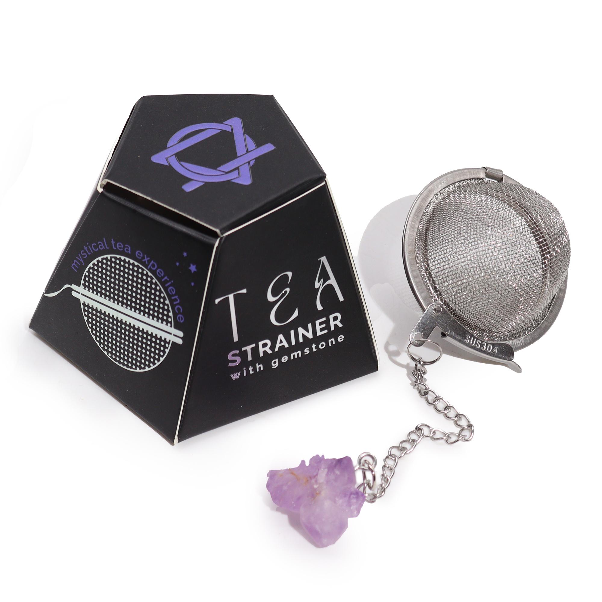 Tea Strainer with Raw Amethyst cluster
