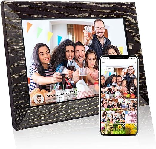 BYYBUO 7 Inch WiFi Digital Photo Frame, 16GB Walnut brown