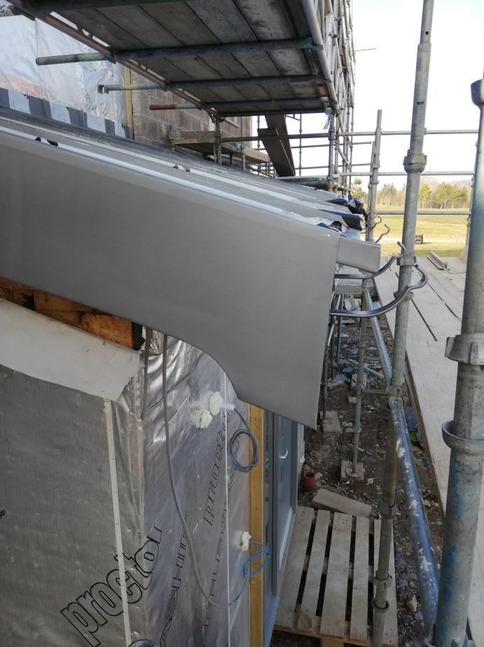 Zinc roof cladding detail view.