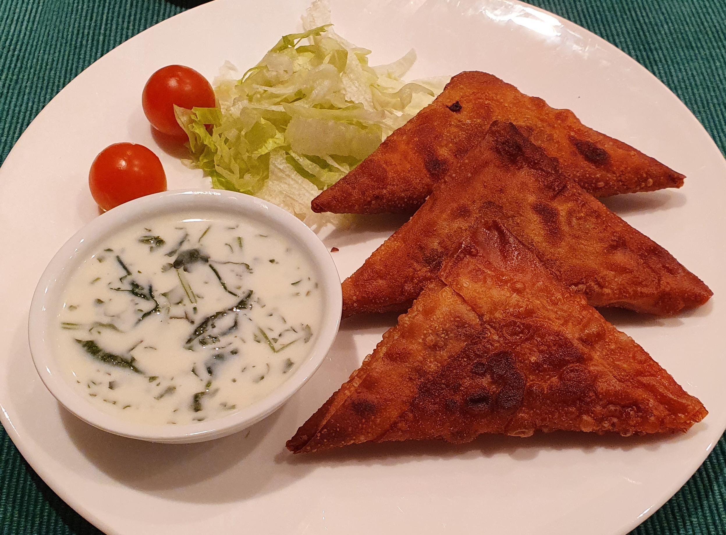 Meat Samosas & Raita