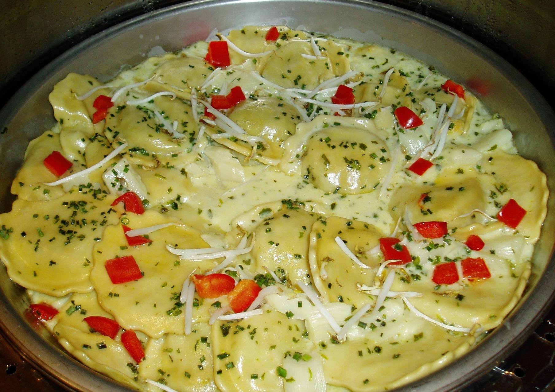 Ravioli in Chive Cream sauce