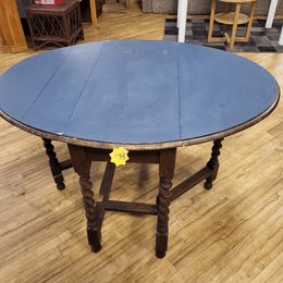 Blue top Gate leg drop leaf Table - barleysugar twist legs