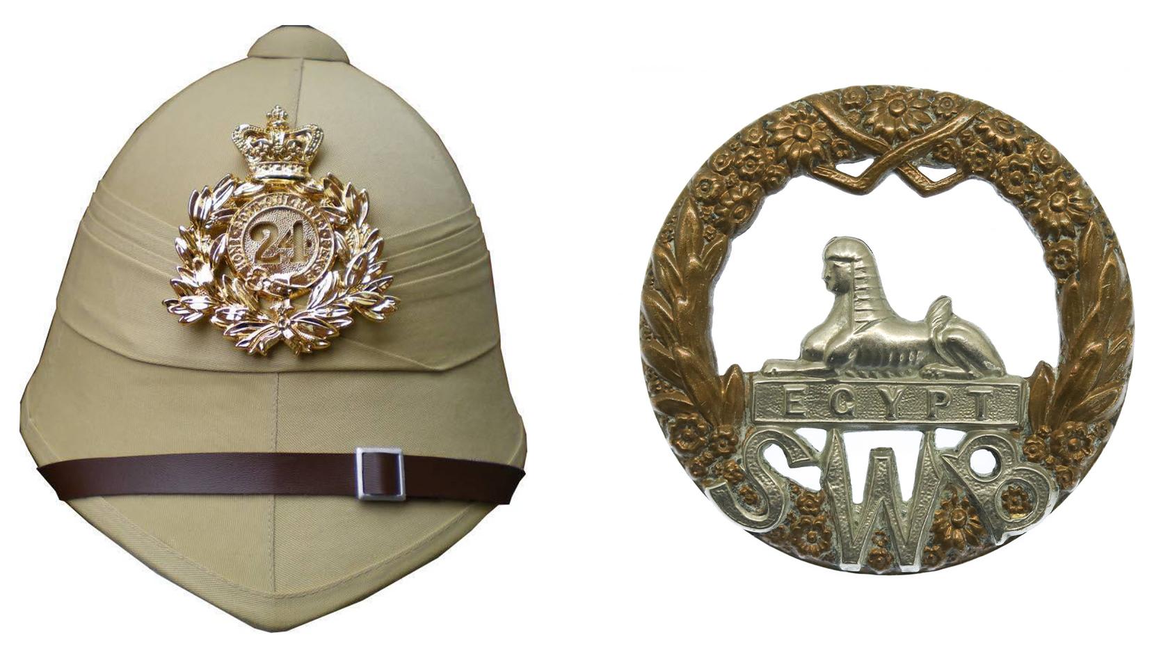 Helmet of the 24th Foot and SWB Cap badge