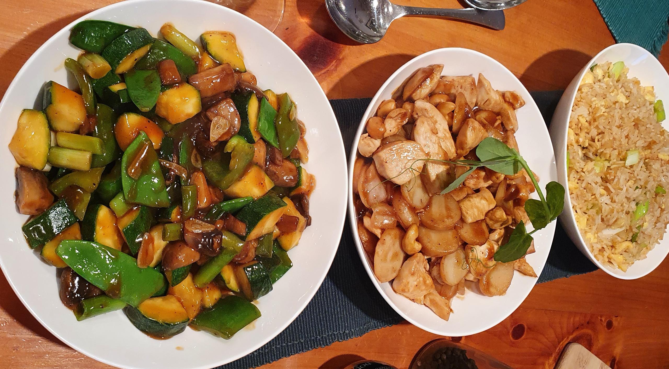 Chicken & Cashew Nuts with Stir Fried Vegetables & Egg Fried Rice