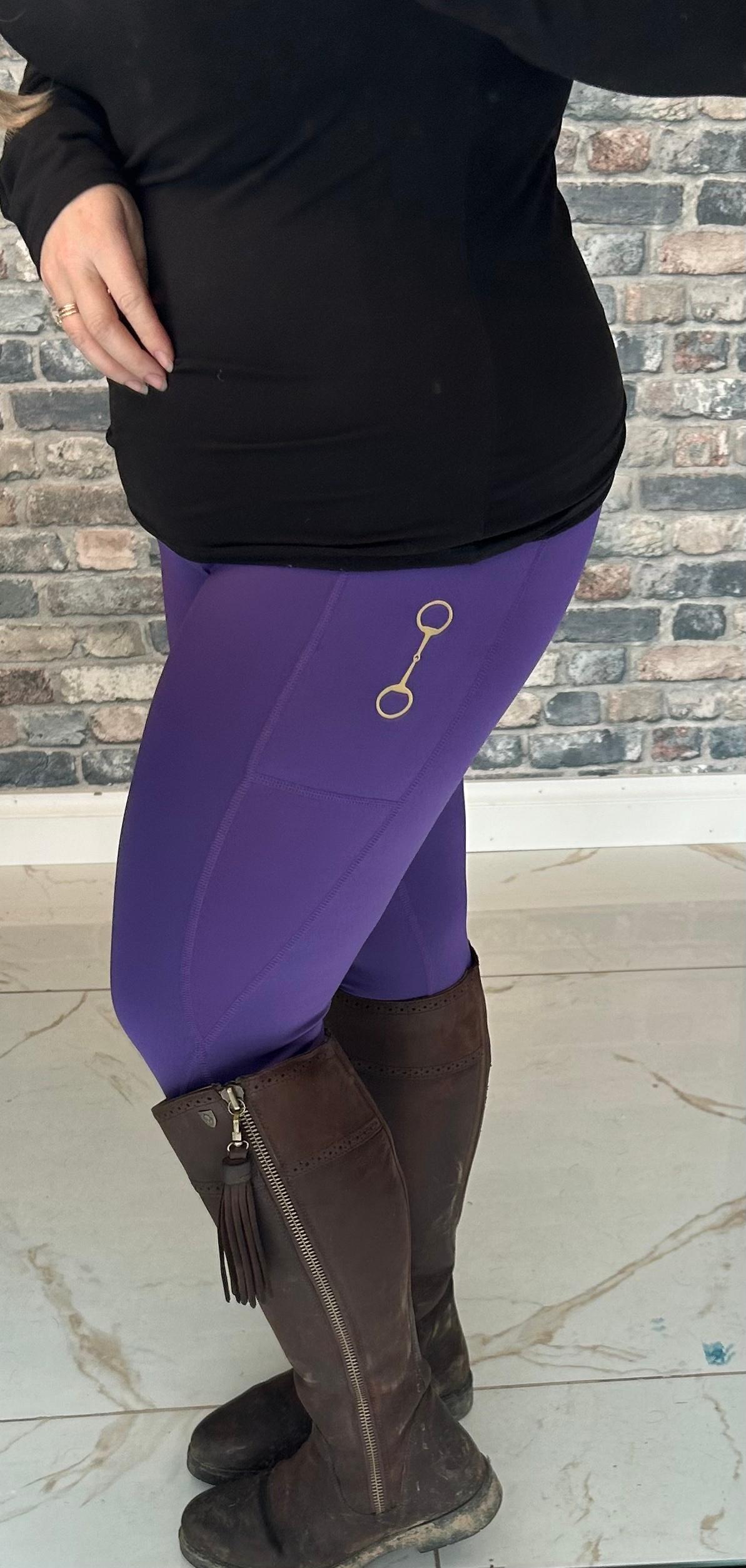 EquiStyleGB The Snaffle Non Grip Leggings. PURPLE