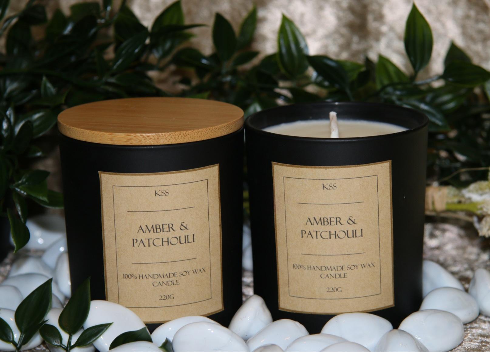 Amber & Patchouli soy wax candle