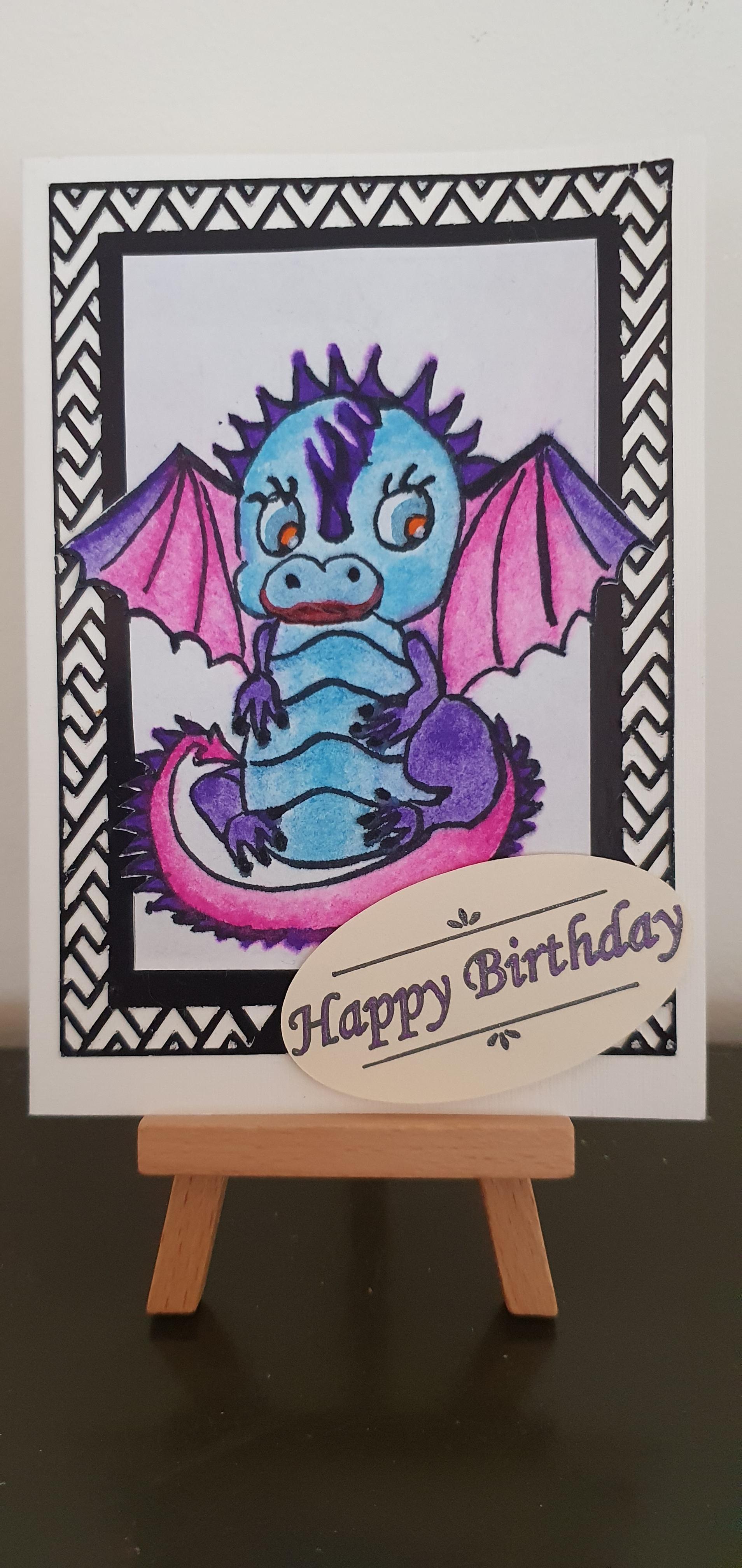 Dragon Doodle Birthday Card 4 pack