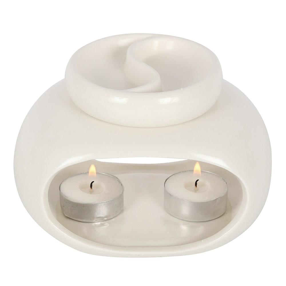 Off White Double Ceramic Oil and Wax Melt Burner
