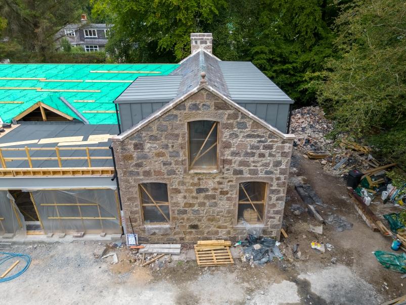 Zinc roof cladding on dormers.