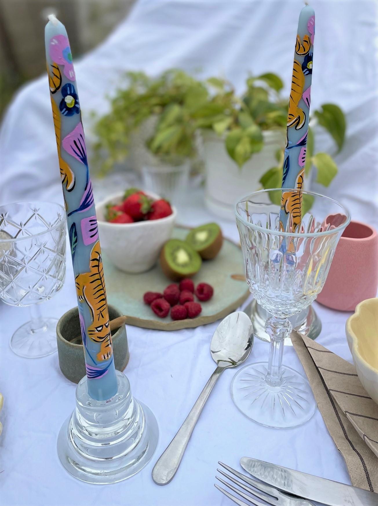 Hand Painted Stearin candles - Oriental tiger
