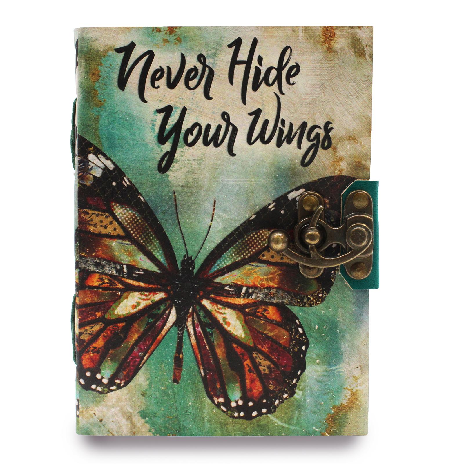 Notebook - leather "Never hide your wings" deckle edge
