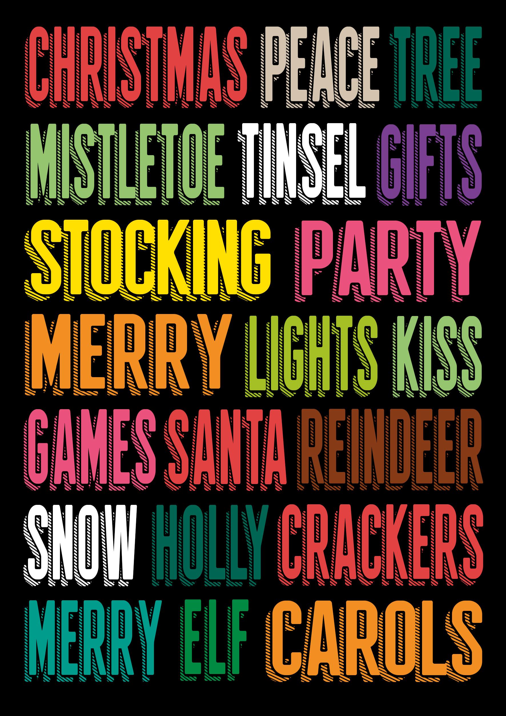 type themed Christmas card