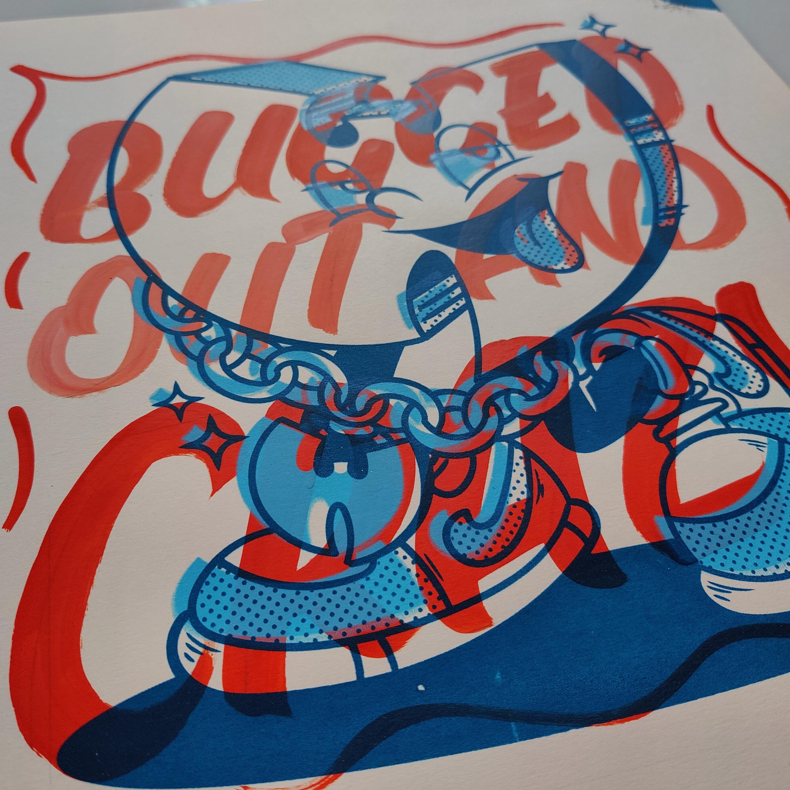 Wu-Tang handpainted screenprint 'Bugged Out and Crazy'